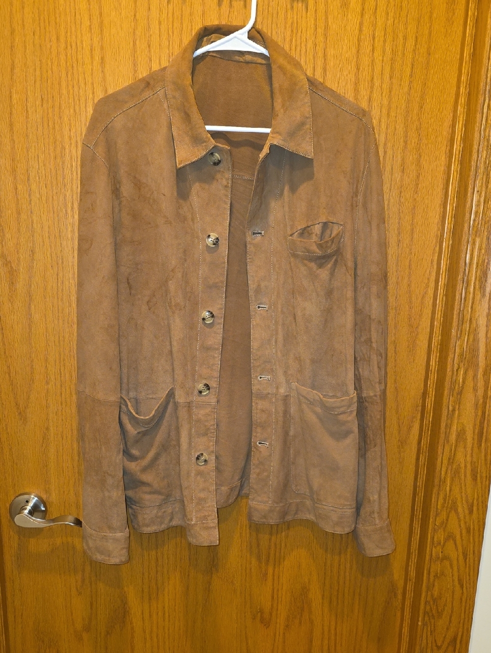 Mango Suede Brown Button-Down Shirt Jacket